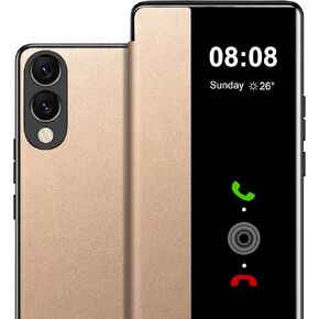 for Samsung Galaxy S25 Edge Case Flip Leather Cover Clear S-View, for Samsung S25 Edge Phone Case Smart Window Hard Flip, Shockproof Protective Cover Galaxy S25 Edge 5G Case Clear View in Saudi Arabia