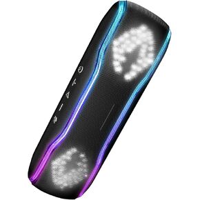 30W Portable Bluetooth Speaker, Tap-to-Play Drum Beats, IPX7 Waterproof, 24H Playtime, LED Lights, TWS Pairing, Wireless Outdoor Speaker for Pool, Beach, Travel, Blue
