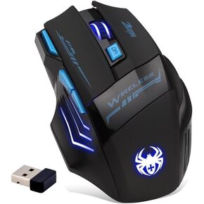 zelotes Wireless Mouse,4 Adjustable DPI,7 Buttons,Ergonomic Design,Energy-Saving,2.4GHz with USB Receiver,Optical Portable Mouse for PC,Mac,Laptop,Black