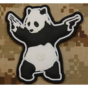 BritKitUSA Panda with Guns 3D PVC Morale Patch Hook Backing