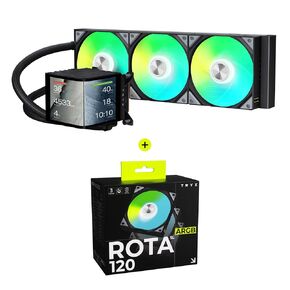 TRYX Panorama 360 ARGB Curved Screen 360mm AIO and ROTA SL ARGB 3in1 120mm Case Fan Bundle