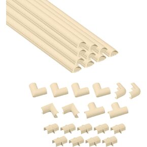 D-Line 157in Cord Cover Kit, Self-Adhesive Wire Hiders, Paintable Cable Raceway to Hide Wires on Wall, Electrical Cable Management - 10x 15.7 Lengths & 19 Accessories - 1.18" (W) x 0.59" (H) - White