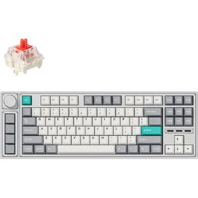 L3 TKL Layout Wireless QMK/Launcher الكامل المعدني RGB Backlight Backloving لوحة مفاتيح مخصصة لنظام التشغيل Windows/Linux ، مفتاح Gateron Red ، مقبض تم تجميعه بالكامل-Silver