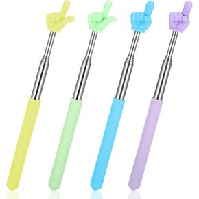 4-Pack Retractable Teachers Finger Pointer Sticks, Multipurpose Extendable Telescopic Pointers Hand Reading Pointers Whiteboard Classroom Presentation Preschool School Kindergarten Supplies