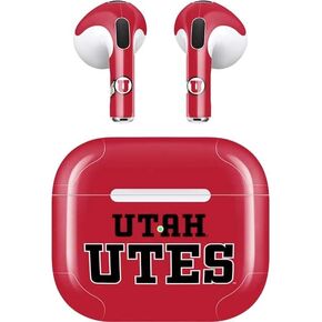 Skinit Decal Audio Skin Compatible with Apple AirPods (3rd Gen, 2021) - Officially Licensed Utah Utes Text on Red Design