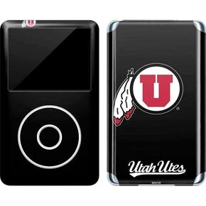 Skinit Decal MP3 Player Skin Compatible with iPod Classic (6th Gen) 80GB - Officially Licensed College Utah Circle and Feather on Black Design