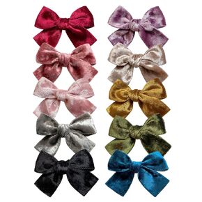 Velvet Bows for Baby Girls, 20pcs Boutique Tiny Baby Hair Clips, Fully Lined Hair Barrettes Alligators for Infants Toddlers Fine Hair by Cherssy