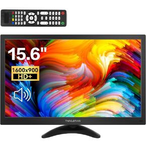 15.6 Inch Computer Monitor 1600x900 Small PC Monitor with HDMI VGA AV BNC USB Ports, 60Hz, 5Ms, VESA, Remote Control, Mini Display Built-in Speakers for Office Home