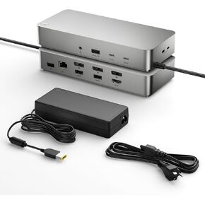 محطة إرساء الكمبيوتر المحمول (12 في 1) ، لأنظمة Thunderbolt 4 أو USB 4 أو USB-C ، شحن 92W لجهاز الكمبيوتر المحمول ، نقل بيانات 40 جيجابت في الثانية ، 8K فردي ، شاشة رباعية 4K ، Ethernet ، متوافق مع Windows ، MacOS