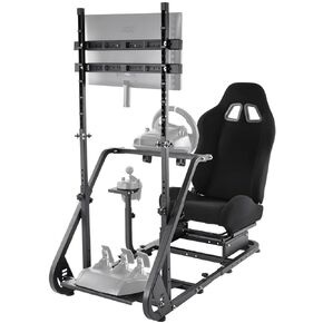 Hottoby Adjustable Driving Racing Cockpit with Seat Monitor Frame Fit for Logitech/Thrustmaster/Fanatec G920 G923 G29 T80,Frame Double Arm Reinforcement,No Steering Wheel,Pedal,Handbrake,Display