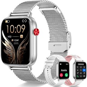 1.85'' Smart Watch for Women with Bluetooth Call (Answer/Dial), Activity Fitness Tracker with 100+ Sport Modes Heart Rate/Sleep Monitor Pedometer, Women Smartwatches Compatible Android Phone iPhone