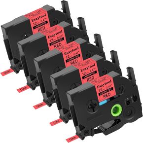 5 Pack Replacement for P-Touch TZe-232 TZe232 TZ232 0.47" 12mm 1/2" Red Text on White Laminated Tape Compatible with Ptouch PT-D210 D220 H110 H100 P710BT D220 D410 D600 D450 Label Marker