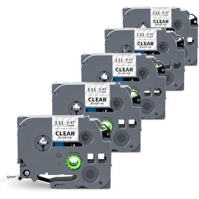 5-Pack TZe-211 TZe211 TZ-211 Compatible for Brother Label Maker Tape TZe 6mm 0.23 Laminated White for P Touch PT-H110 PTD-400 D220 D210 PTD-600 PTD610BT Label Maker, 1/4 Inch, Black on White