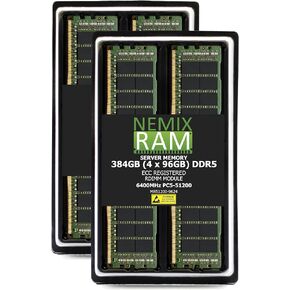 NEMIX RAM 1.5TB (16X96GB) DDR5 6400MHZ PC5-51200 CL52 2Rx4 1.1V 288-PIN ECC RDIMM Registered Server Memory KIT