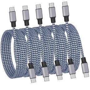 5Pack-3FT USB Type C to USB-C Charger Cable for iPhone 16, MFi Certified 60W Super Fast Charging Nylon Braided Data Sync Transfer AutoLink CarPlay sync for iPhone 16E 16 15 Pro, iPad, Galaxy, MacBook