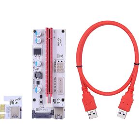100PCS LED 008S PCI-E Riser Card PCI Express 1X to 16X 60CM USB 3.0 Cable 4Pin 6Pin 15Pin SATA Power for GPU Video Card(Red 0.6M)
