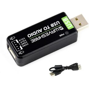 USB to Audio Module USB Sound Card, External Audio Converter Compatible with Raspberry Pi/Jetson Nano, Support Recording and Playback Stereo Codec, Onboard Microphone and Speaker Header
