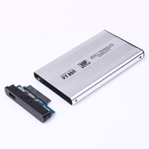 JMT 2.5 Inch USB3.0 SATA External Hard Drive Enclosure HDD Box SSD Housing Support for SATA 3Gbps/1.5Gbps HDD/SSD/Blu-ray/DVD/CD (Silver) in Kuwait