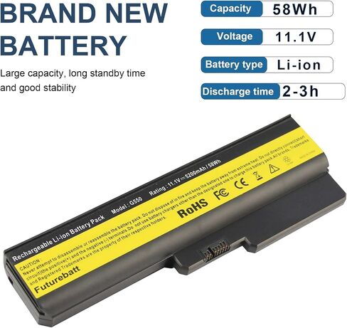 Futurebatt 6 Cell 5200mAh Laptop Battery for Lenovo 3000 B460 B550 G430 G450 G455 G530 G550 G555 N500, Ideapad B460 G430 V460 Z360 Notebook in Saudi Arabia