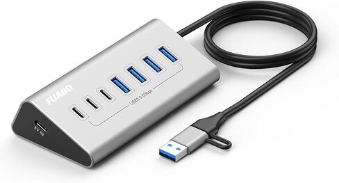10 Ports USB HUB 7 USB-A and 3 USB-C Ports Multiport Adapter, USB3.0 Aluminum USB C to USB Hub for iPhone 16/15 Series, MacBook, iPad in Kuwait