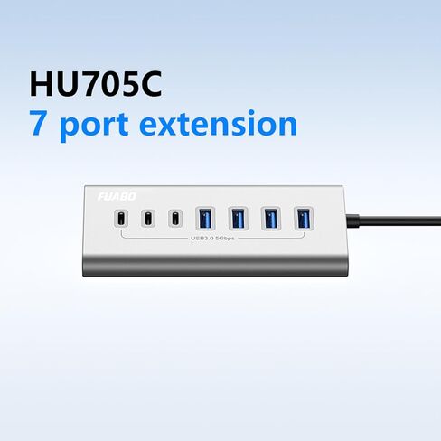 10 Ports USB HUB 7 USB-A and 3 USB-C Ports Multiport Adapter, USB3.0 Aluminum USB C to USB Hub for iPhone 16/15 Series, MacBook, iPad in Kuwait