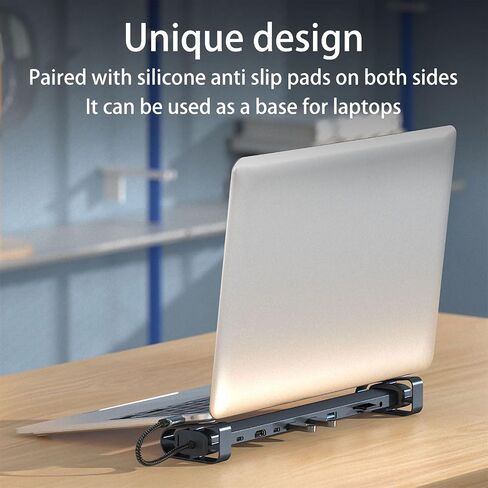 محول USB C Hub Multiport ، محطة إرساء 10-in-1 مع 4K HDMI ، USB-C ، 3 USB 3.0 ، قارئ بطاقة SD/TF ، الصوت ، 100 واط PD ، RJ45 Ethernet متوافق مع MacBook Pro/Air ، Dell ، HP ، Lenovo (10-in-1) in Kuwait