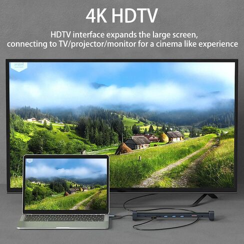 محول USB C Hub Multiport ، محطة إرساء 10-in-1 مع 4K HDMI ، USB-C ، 3 USB 3.0 ، قارئ بطاقة SD/TF ، الصوت ، 100 واط PD ، RJ45 Ethernet متوافق مع MacBook Pro/Air ، Dell ، HP ، Lenovo (10-in-1) in Kuwait