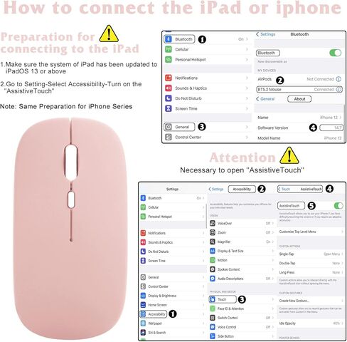 UrbanX 2.4GHz & Bluetooth Mouse, Rechargeable Wireless Mouse for MacBook air Bluetooth Wireless Mouse for Laptop/PC/Mac/Computer/Tablet/Android RGB LED Lavender Purple in Kuwait