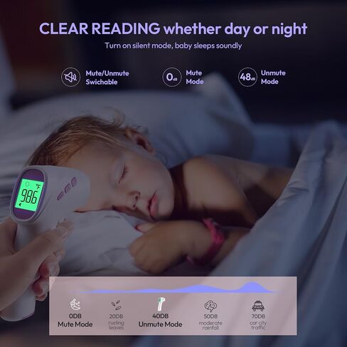 ميزان حرارة الجبين بدون لمس، ميزان حرارة رقمي بالأشعة تحت الحمراء للبالغين والأطفال والرضع، شاشة LCD بإضاءة خلفية، إنذار للحمى وقراءة فورية 1 ثانية - وردي in Saudi Arabia