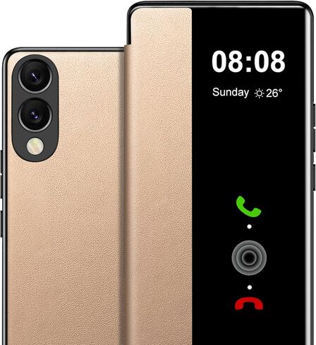 for Samsung Galaxy S25 Edge Case Flip Leather Cover Clear S-View, for Samsung S25 Edge Phone Case Smart Window Hard Flip, Shockproof Protective Cover Galaxy S25 Edge 5G Case Clear View in Kuwait