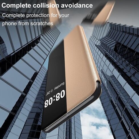 for Samsung Galaxy S25 Edge Case Flip Leather Cover Clear S-View, for Samsung S25 Edge Phone Case Smart Window Hard Flip, Shockproof Protective Cover Galaxy S25 Edge 5G Case Clear View in Kuwait