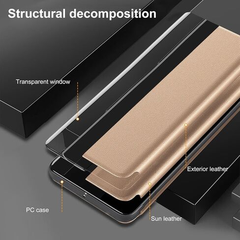 for Samsung Galaxy S25 Edge Case Flip Leather Cover Clear S-View, for Samsung S25 Edge Phone Case Smart Window Hard Flip, Shockproof Protective Cover Galaxy S25 Edge 5G Case Clear View in Kuwait