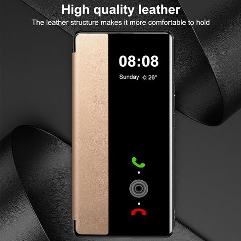 for Samsung Galaxy S25 Edge Case Flip Leather Cover Clear S-View, for Samsung S25 Edge Phone Case Smart Window Hard Flip, Shockproof Protective Cover Galaxy S25 Edge 5G Case Clear View in Kuwait