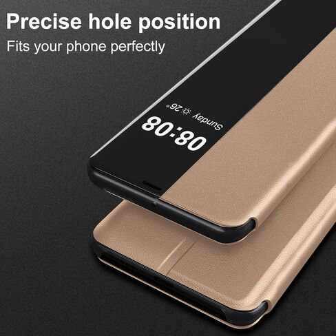 for Samsung Galaxy S25 Edge Case Flip Leather Cover Clear S-View, for Samsung S25 Edge Phone Case Smart Window Hard Flip, Shockproof Protective Cover Galaxy S25 Edge 5G Case Clear View in Kuwait