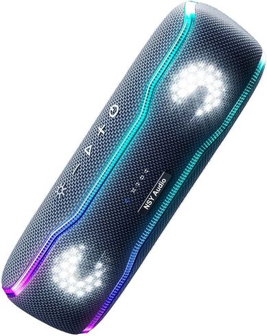 30W Portable Bluetooth Speaker, Tap-to-Play Drum Beats, IPX7 Waterproof, 24H Playtime, LED Lights, TWS Pairing, Wireless Outdoor Speaker for Pool, Beach, Travel, Blue in Saudi Arabia