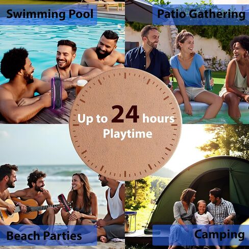 30W Portable Bluetooth Speaker, Tap-to-Play Drum Beats, IPX7 Waterproof, 24H Playtime, LED Lights, TWS Pairing, Wireless Outdoor Speaker for Pool, Beach, Travel, Blue in Saudi Arabia
