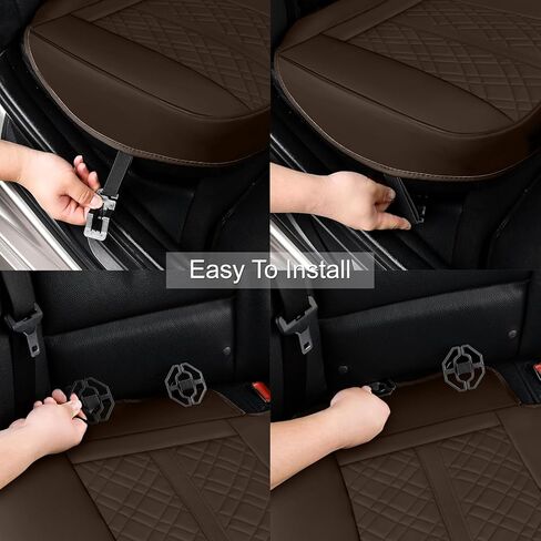 2 Pack Car Seat Cover for Front Car Seat Bottom,Premium PU Leather Seat Cushion Protector Upgraded Without Backrest with Storage Pocket,Full Wrapping Edge Works with Sedan SUV Pickup Minivan (Z BEIGE) in Kuwait
