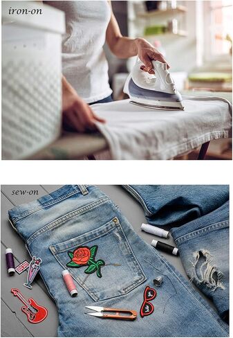 80pcs Random Assorted Styles Embroidered Patches, Bright Vivid Colors, Sew On/Iron On Patch Applique for Clothes, Dress, Hat, Jeans, DIY Accessories in Kuwait