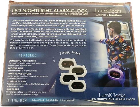 Lumipets Bear Night Light with Alarm Clock, Sleep Training and Sound Machine for Kids, Wake Up Sunrise, Heavy Sleepers Bedrooms, Children's Trainer, Aid, Radio, Ideal Gift, Dual Alarms, Simulation in Kuwait