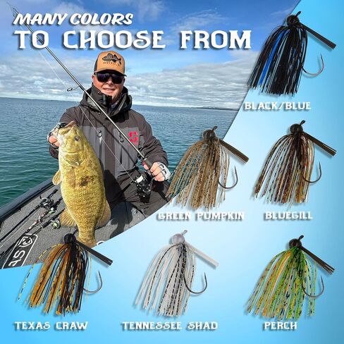 Reaction Tackle Football Jigs for Bass Fishing - Weedless Bait Design/Foot Ball Jig Head/Fishing Lures and Silicone Skirt - Also Pike, Walleye and Muskie and More (3-Pack) in Saudi Arabia