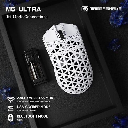 M5 Ultra Carbon Fiber 8khz اللاسلكي الماوس اللاسلكي ، مستشعر PAW3950 42 كيلو دبليو دبيني ، 39 جرام خفيفة الوزن 2.4 جيجا هرتز/BT/السلك in Saudi Arabia