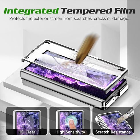 for Samsung Galaxy Z Fold 5 Case with [S Pen] [with Screen Protector & Hinge Protective] Leather Back Case, Protective Phone Case for Samsung Galaxy Z Fold 5 5G Phone Case with S Pen White in Saudi Arabia