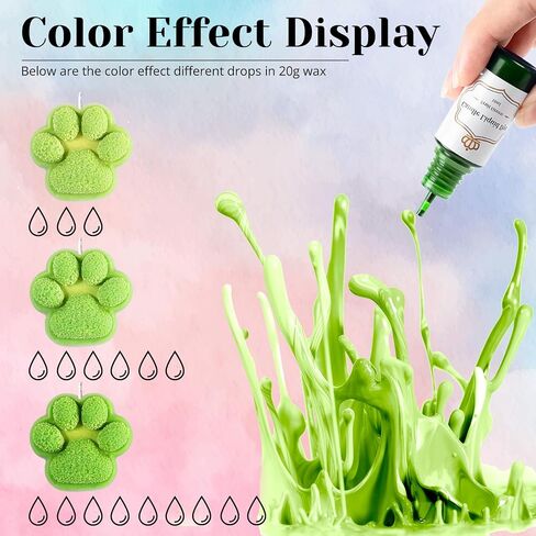 HTVRONT Candle Dye - 24 Assorted Colors Candle Making Supplies Liquid Candle Dye Set for Candle Making, 0.35oz/10ml Safe & Natural Candle Color Dye for Soy Wax, Beeswax, Gel, Palm Wax (24 Bottles) in Saudi Arabia