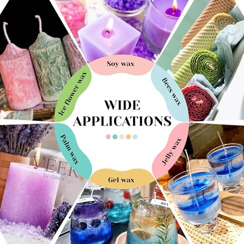 HTVRONT Candle Dye - 24 Assorted Colors Candle Making Supplies Liquid Candle Dye Set for Candle Making, 0.35oz/10ml Safe & Natural Candle Color Dye for Soy Wax, Beeswax, Gel, Palm Wax (24 Bottles) in Saudi Arabia