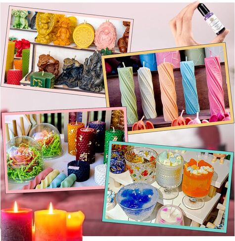 HTVRONT Candle Dye - 24 Assorted Colors Candle Making Supplies Liquid Candle Dye Set for Candle Making, 0.35oz/10ml Safe & Natural Candle Color Dye for Soy Wax, Beeswax, Gel, Palm Wax (24 Bottles) in Saudi Arabia