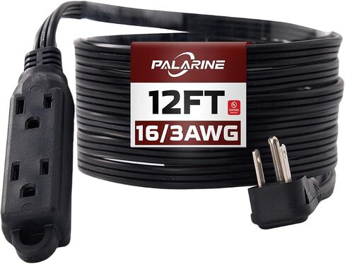 Flat Plug Extension Cord with 3 Outlets Extender, Indoor Extension Cord Flat Plug Power Strip 16 Gauge 30FT Brown 3 Prong, 16/3 SPT-3 13A, UL Listed in Kuwait