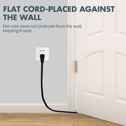 Flat Plug Extension Cord with 3 Outlets Extender, Indoor Extension Cord Flat Plug Power Strip 16 Gauge 30FT Brown 3 Prong, 16/3 SPT-3 13A, UL Listed in Kuwait
