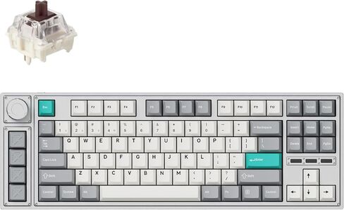 L3 TKL Layout Wireless QMK/Launcher Full-Metal Hot-Swappable RGB Backlight Custom Mechanical Keyboard for Windows/Linux, Gateron Red Switch, Fully Assembled Knob - Silver in Saudi Arabia