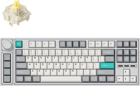 L3 TKL Layout Wireless QMK/Launcher Full-Metal Hot-Swappable RGB Backlight Custom Mechanical Keyboard for Windows/Linux, Gateron Red Switch, Fully Assembled Knob - Silver in Saudi Arabia