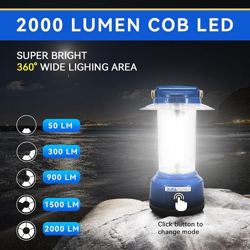 Durapower Rechargeable Camping Lantern,2800 Lumen Super Bright LED Camping Lantern, 5400 mAh Power Bank, IP44 Waterproof, 20 Hours, Portable Lantern for Hurricane, Power Outages in Kuwait